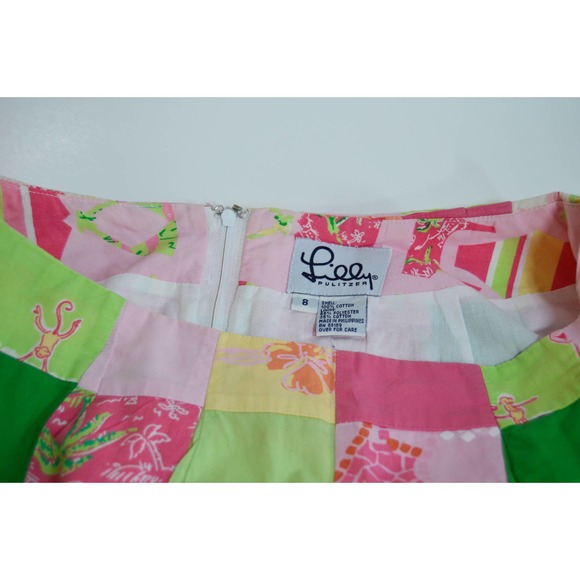 Vintage Lilly Pulitzer patchwork mini skirt pink green size 8 - Picture 4 of 4